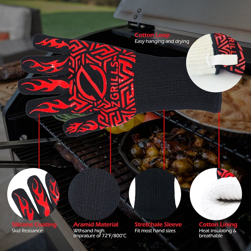 Z GRILLS BBQ Grill Gloves 1472â„‰ Oven Gloves Heat Resistant Barbecue Silicone Heat Resistant Mitts Smoking Cooking, Universal Size for Barbecue, Baking, Frying, Welding, Cutting - Image 3